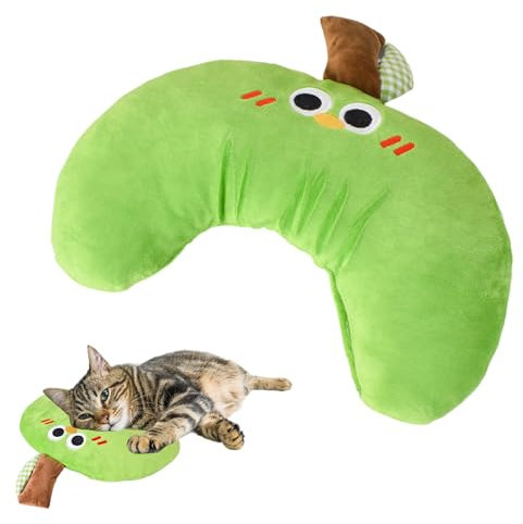 Weich Haustierkissen für Katzen und Hunde, 30 x 23 cm Niedliches Haustierkissen, Plüsch Katzenkissen mit Baumwollfüllung, Waschbar Plüschiges Haustierkissen, für Haustier Gesunden Schlaf(Grün)
