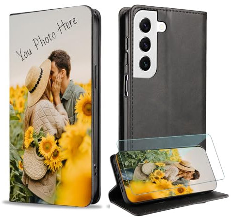 TIANDIMY Personalisierte Hülle mit Foto für Samsung Galaxy A56 5G,Individuelle Texteingabe Bild Flip Klapphülle Handyhülle für Samsung Galaxy A56 5G