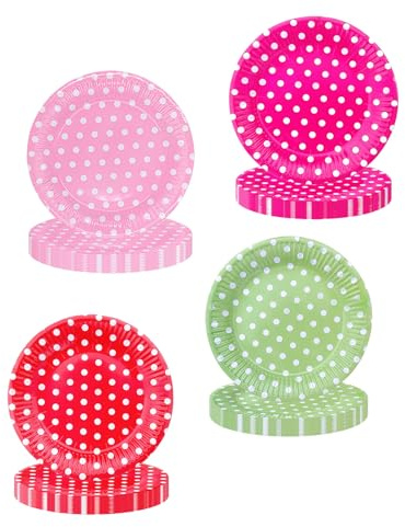 Set di 40 piatti di carta a pois da 17,8 cm, set da tavola per feste, piatti da dessert e torte, tovaglioli, set da tavola usa e getta per laurea, vacanze, matrimoni, feste di compleanno, baby shower