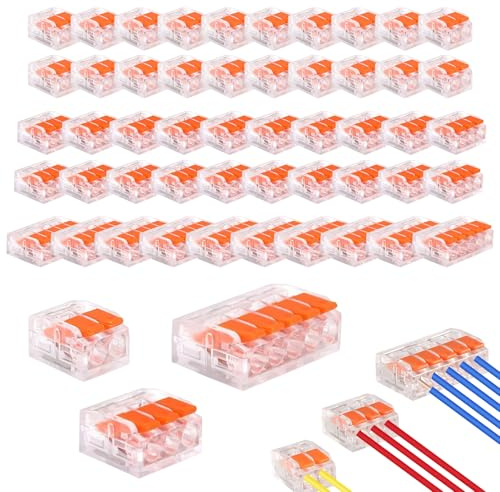 JKITNHJOT Kabelverbinder, 50 Stück Kabelklemmen, Klemme mit Betätigungshebel, Verbindungsklemmen 2/3/5 Polig, Verbindungsklemme für Feste Kabe Frei kombinierbar