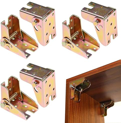 4 Pcs Tischbeine Klappscharnier mit Arretierung, 90 Grad Selbstverriegelung Tischbeine Klappbar Verriegelung Tischbeine Stützhalterung, Klappkonsole Schaniere für Tischplatten Bett Schrankscharnier