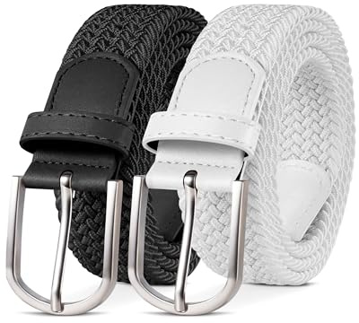 YOUCHAN 2er-Pack Gürtel für Damen und Herren Gürtel Elastische Flechtgürtel 3,3 cm Stretchgürtel mit Verstellbarer Dehnbarer Stoffgürtel Unisex