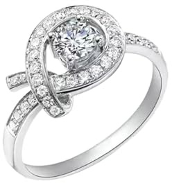 Wycian Ring Größe Damen Damenring Diamant 18 Karat Weißgold Band mit 0,3 CT Rundem Diamanten Größe 54 (17.2) Massiv, Nicht Plattiert Modern für Schwester Hochzeit Schmuck