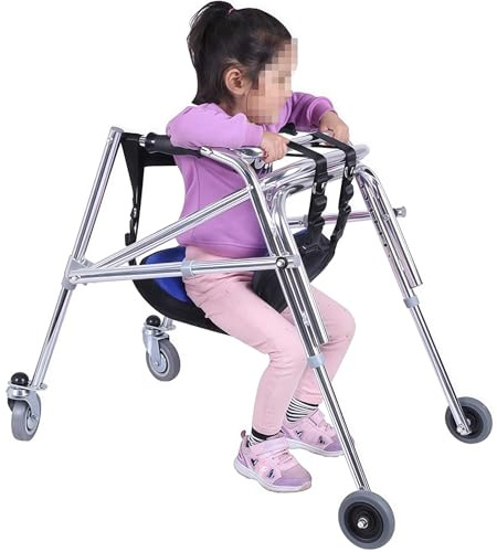 UIHECTA Kinder-Gehhilfe mit Rädern faltbar, Leichtes Hinteres Rollator aus Aluminiumlegierung, Höhenverstellbar, für Reha-Training von Behinderten und Verletzten,Small