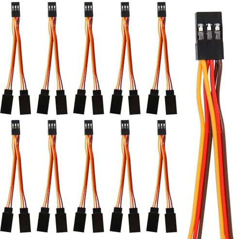10-teiliges Servo-Verlängerungskabel-Splitter-Set, 1 Buchse auf 2 Stecker (Y-Kabel), JR/Futaba-Stecker für RC-Autos, Drohnen, Boote und Flugzeuge, 11 cm Kabellänge, 26 AWG