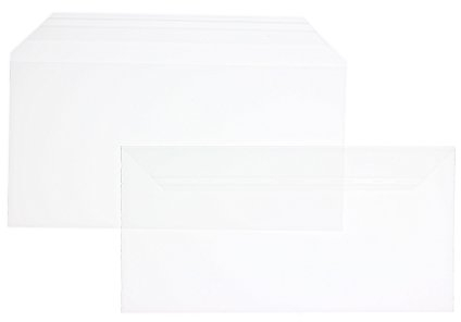 Blanke Briefhüllen, 100 Prospekt-Hüllen, DIN Lang, transparent, farblose Klarsicht-Folien, matt, Klarsicht-Hüllen, Sicht-Hüllen, Haftklebung mit Abziehstreifen, Gerade Klappe, 100 my Polypropylen, Ohne Fenster