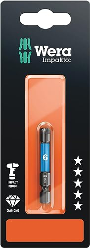 Wera 840/4 Impaktor Insert Bit Hex-Plus 6mm x 50mm Carded