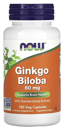 NOW Foods Ginkgo Biloba, 60 mg, 120 Veg Capsules