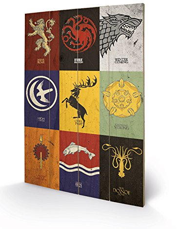 Pyramid Juego de Tronos (Sigils) SW11383P, Arte Mural de Madera, Multicolor, 40 x 2,5 x 59 cm, International