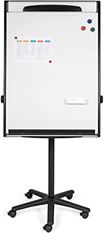 Bi-Office Design Mobile Magnetic Flipchart Easel - 700 x 1000 mm (Euro Size), Lacquered Steel Surface, Aluminium and Black Plastic Frame