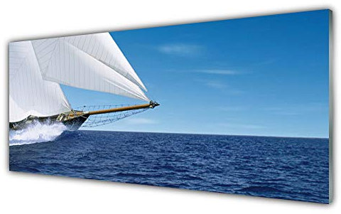 Impression sur verre de Tulup 125x50 cm - Image - Tableau - Photo décorative panoramique - Paysage Mer Bateau