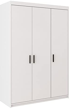 Mirjan24 Kleiderschrank Elena 3D, Drehtürenschrank, Farbauswahl, 3-türig Schrank, Weiß, Sonoma, Lefkas (Weiß)
