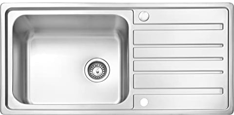 JASSFERRY Brilliant Kitchen Sink Welding Style Stainless Steel Single One Bowl Reversible Drainer with Strainer Waste, 1000 X 500 mm