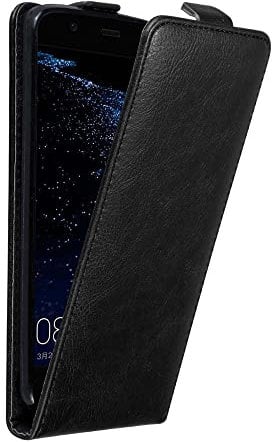 Cadorabo Hülle kompatibel mit Huawei P10 Flip Design aus Premium Kunst Leder Flip Klappbare Stoßfeste Magnetische Cover Hülle für Huawei P10 Tasche in Schwarz