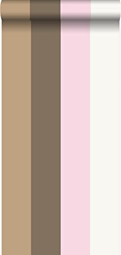 Origin Tapete Streifen Rosa und Braun 53 cm x 10.05 m