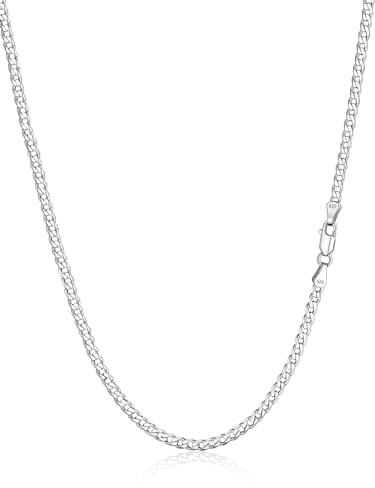 Silvora Silberkette Halskette Herren Damen 3mm Kubanische Kette S925 Silber Herren Panzerkette Ohne Anhänger 55cm Feine Silberkette für Männer Jungen Frauen Mädchen