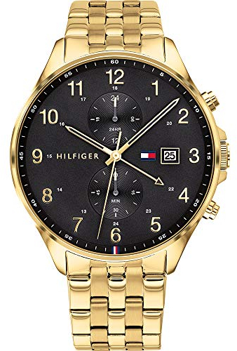 Tommy Hilfiger Multi Zifferblatt Quarz Uhr für Herren mit Gelbgoldfarbenes Edelstahlarmband - 1791708