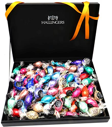 Hallingers Easter Box - orange - Ostergeschenke als Osterkörbchen zu Ostern, 90 Pralinen Ostereier & Geschenkbox (Set) - Geschenk im Sommer & als perfektes Grillgeschenk | Glückwunsch Freundschaft Gen