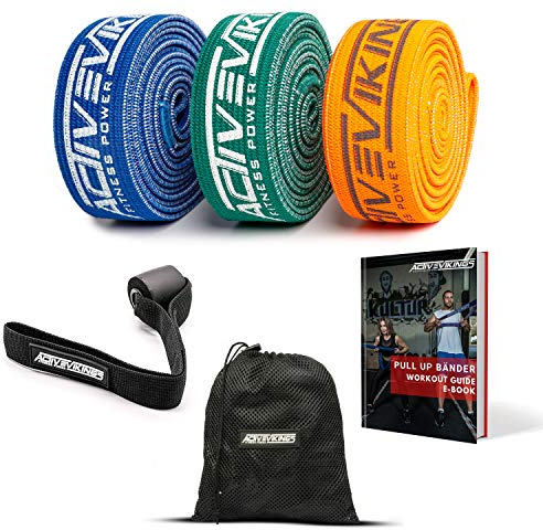 ActiveVikings® Pull-Up Stoff Fitnessbänder - Perfekt für Muskelaufbau - Fitnessband Klimmzugbänder Widerstandsbänder