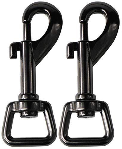 Karabinerhaken Groß mit Dreh-Kopf 2er/Set Karabiner Schwenker Federhaken für Hundeleine, Hundehalsband, Taschengurt, Schlüsselanhänger Vernickelt Schwarz
