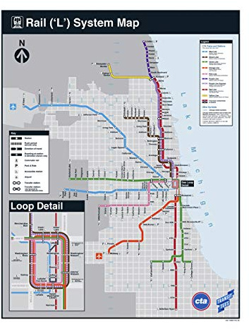 Transit Tees CTA Rail System Map Poster - Chicago Gift | Chicago Map Art | Chicago Wall Art | Chicago Poster | Chicago Art
