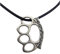Eurofusioni Brass knuckle duster Pendant with necklace - Silver plated metal - Craft Jewel - Pendant H 1,49 in