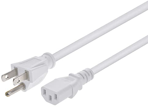 Monoprice Power Cord - 10 Feet - White | NEMA 5-15P to IEC 60320 C13, 18AWG, 10A, 125V, 3-Prong, for PC, AC Adapter, Laptop, Monitor, Projector
