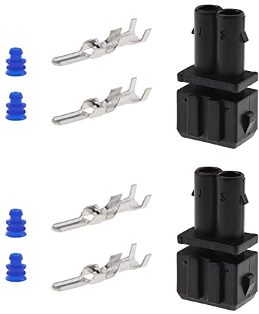 ECSiNG 2 Sets Männlich Adapter 2 Pin Stecker mit Klemmen/Dichtungen 357972762 Auto Wasserdicht Reparatursatz Blinker Lampenfassung Stecker
