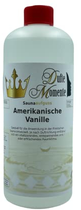 Sauna Aufguss Konzentrat Amerikanische Vanille - 1 Liter in HDPE-Flasche mit Tropfverschluss und Kindersicherung