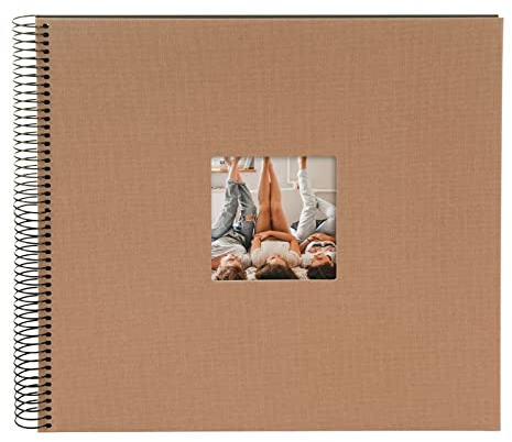 goldbuch 25 419 Spiralalbum mit Bildausschnitt, Bella Vista, Foto Album 35 x 30 x 1,5 cm - Spirale ⌀ 2,8 cm, Erinnerungsalbum aus Leinen, 40 schwarze Seiten, Fotobuch zum Selbstgestalten, Haselnuss