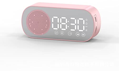 Despertador Altavoz Bluetooth, Altavoz de Reloj Inalámbrico, Altavoz de Reloj Despertador Dual Recargable Portátil, Pantalla de Espejo LED Carga Micro USB Radio FM Reloj Digital para Leer Viajes