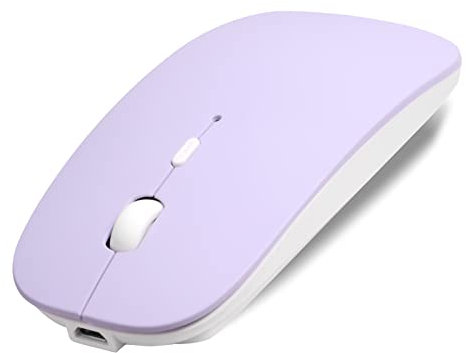 ANEWISH Bluetooth Mouse for Laptop/Macbook/iPad/iPhone (iOS13.1.2 and Later) / Android/PC, Rechargeable Mini Silent Mouse Compatible with Windows/Linux, (Purple)