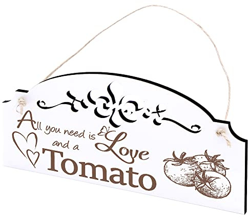 Schild Tomate Deko 20x10cm - All you need is Love and a Tomato - Holz Wanddeko Dekoration Wand
