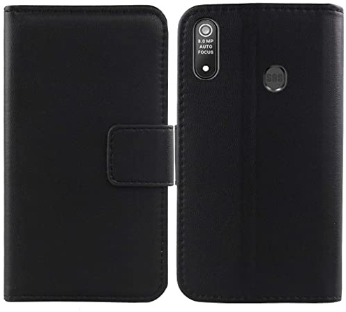 Dingshengk Nero Vera Real Pelle Case per BRONDI Amico Smartphone XL Nero 6 Custodia Caso Premium Leather Cover Flip Guscio Protettiva Copertina Portafoglio Magnetico Anti Urto e Anti Graffi