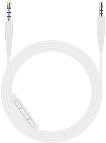 Toxaoii Replacement QC45 Cable Headphone Cord Aux Cable Wire Compatible with Bose Quietcomfort 35 QC25 QC35 QC45 OE2i Soundlink SoundTrue NC700 Headphones(White with Mic)