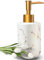 Distributeur de savon en céramique dorée avec motif marbré – Distributeur de savon liquide pour les mains avec pompe (blanc)