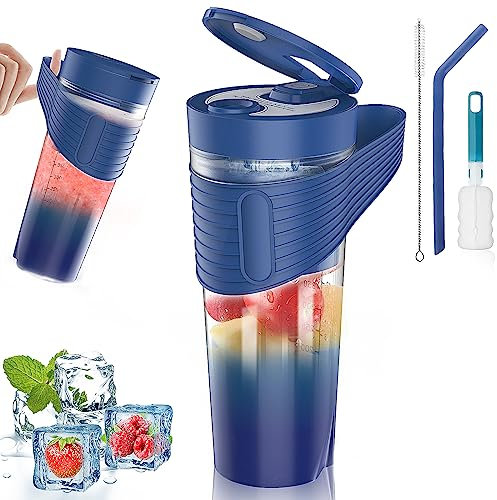 Mixeur portable, 460 ml Mixeur personnel pour smoothies et milk-shakes, Machine électrique à 6 lames Rechargeable par USB Mini presse-agrumes pour les voyages, le sport, la cuisine