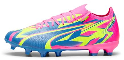 PUMA Unisex Ultra Match Energy Fg/Ag Fussballschuh, Leuchtendes Pink/Gelb/Blau, 44.5 EU