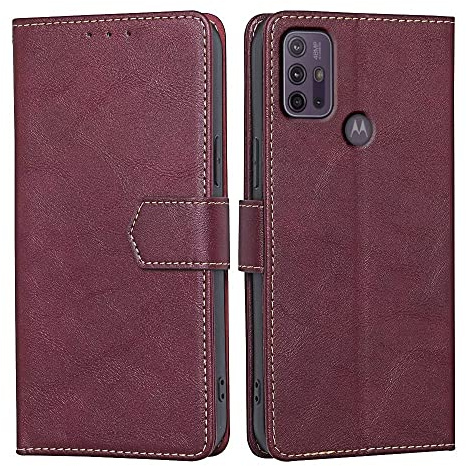 RankOne Hülle für Motorola Moto g10 / G20 / G30 (6.5 Inches) Handyhülle Aus Leder - Hülle mit Magnetverschluss - Schutzhülle - Rot