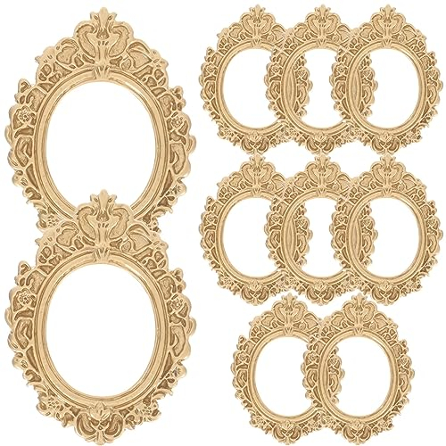 NOLITOY 10 Stücke Mini Vintage Fotorahmen Miniatur Gold Harz Rahmen Nail Art Fotorahmen Barock Bilderrahmen Wandbehang Antiken Fotorahmen Für Salon Wohnkultur