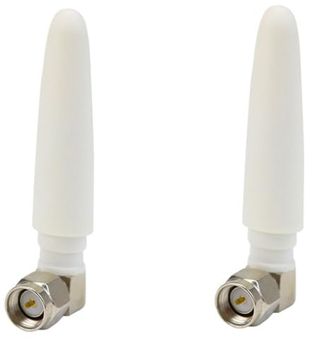 Fohevers Lot de 2 antennes WiFi 4G, Adaptateur mâle SMA, Connecteur coudé à 90°, Antenne de signal WiFi omnidirectionnelle 2DBi pour routeur sans fil
