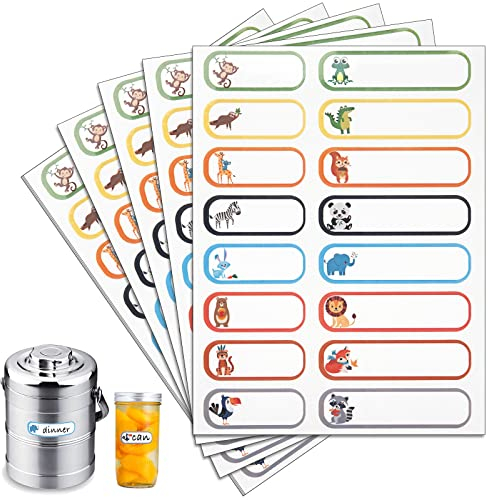 Babyflaschen-Etiketten Selbstklebend Kinder Wasserdichte Namensetiketten für Schulnamen, Erwachsene Wasserfeste Spülmaschinenfeste Aufkleber, Kinder-Namensschilder, verschiedene Größen - 128 PCS