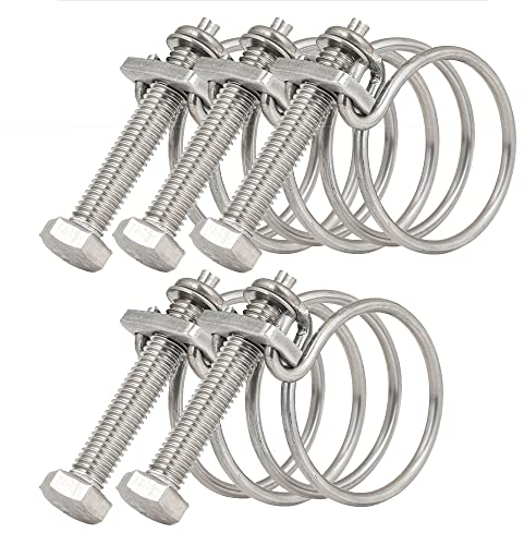 Lot de 5 colliers de serrage à double fil, réglables de 60 à 65 mm, colliers de serrage en acier inoxydable, 11 tailles en option à double fil de plomberie