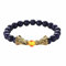 Musihy Lapislazuli Armband Herren, Beaded Bracelet Doppelte Drachenperlen aus Lava-Vulkanstein Umfang 19CM