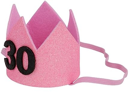 Beavorty 30. Geburtstag Krone Hut für Bachelorette Party Glitter Erwachsene Geburtstag Druck Party Liefert Didder
