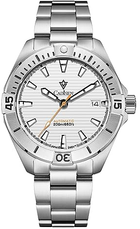 FINNIAN CADISEN Herren Automatik Uhr Armbanduhr Automatikwerk mit Edelstahlband NH35 wasserdicht Noctuluzentes Licht