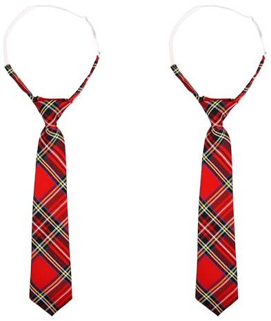 NAUZE Lot de 2 cravates à motif tartan écossais pour homme - Cadeau de fête de mariage, Rouge, taille unique