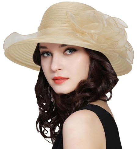 Kentucky Fascinator für Damen, Organza, Glocke, Bowler-Hut, Cocktail, Teeparty, Hochzeit, Sonnenhut, Gelb, M