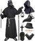 Pestdoktor Kostüm Herren Pestarzt Kostüm Karneval Mittelalter Steampunk Cosplay Pest Doktor Maske mit Mönchskutte Zepter Hut Handschuhe Plague Doctor Costume Outfit für Halloween Fasching Party 044S