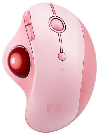 Wireless Trackball Mouse, Bluetooth Ergonomic Mouse - Rollerball Mouse Rechargeable Multi Devices USB/Bluetooth Connection Thumb Control Mouse Compatible for Mac/Android/Windows Computers, Pink